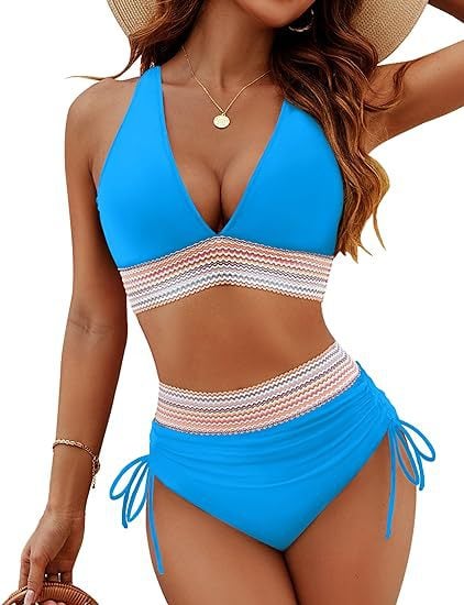 ⏰Last Day Promotion 60% OFF -⏳2025 High Waisted Tummy Control Color Block Bikini Sets