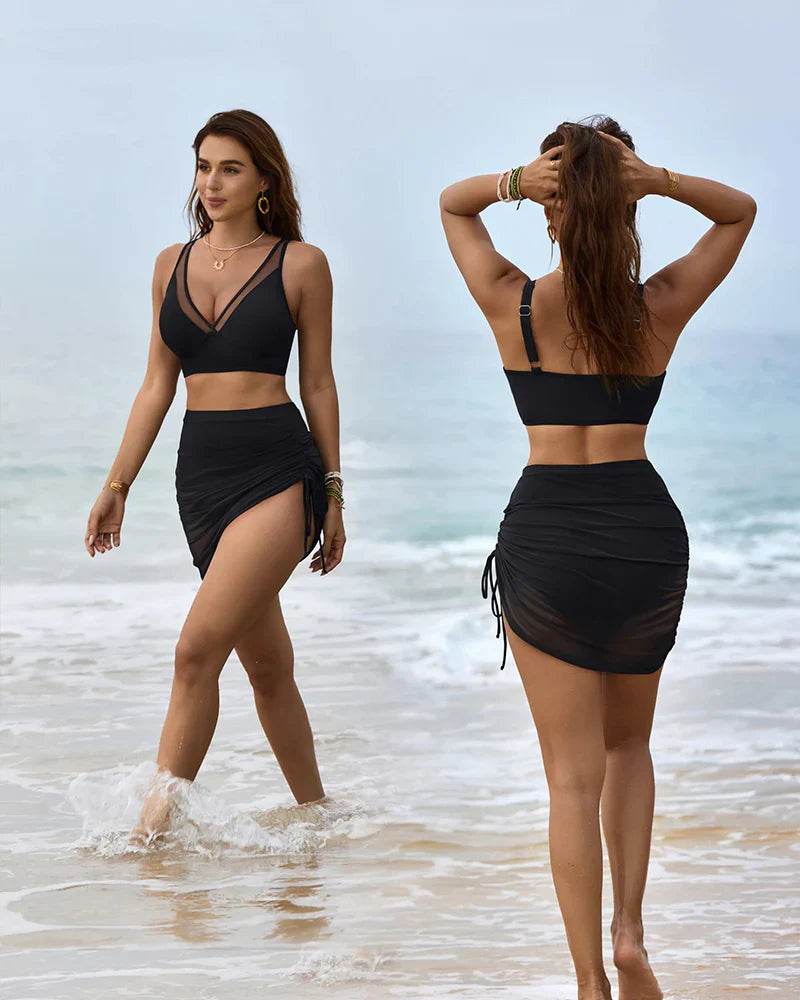 💥Last Day Special Sale 49% OFF🩱Slimming Mesh Sheer Sarong Wraps Swimsuit