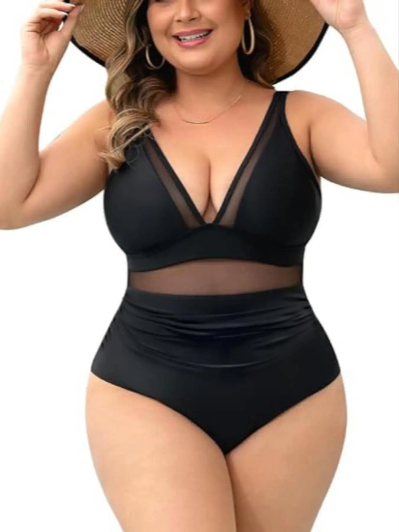 💥Last Day Special Sale 49% OFF💃 Women's Contrast Mesh Ruched One-piece Swimsuit