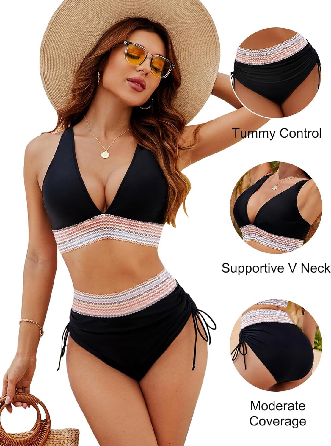 ⏰Last Day Promotion 60% OFF -⏳2025 High Waisted Tummy Control Color Block Bikini Sets