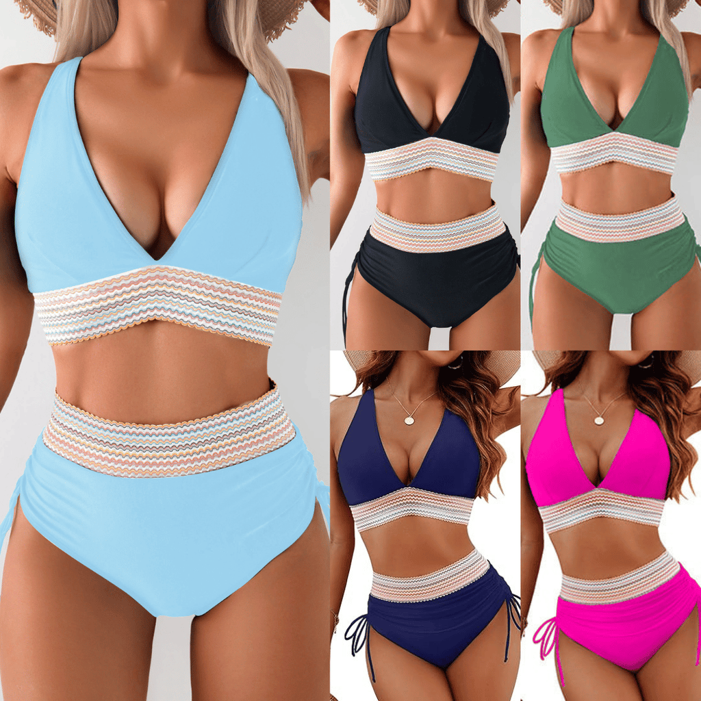 ⏰Last Day Promotion 60% OFF -⏳2025 High Waisted Tummy Control Color Block Bikini Sets