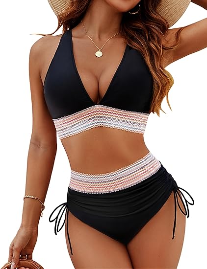 💖2025 Summer Sale 49% OFF👙High Waisted Tummy Control Color Block Bikini Sets