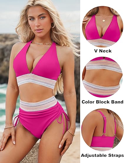 ⏰Last Day Promotion 60% OFF -⏳2025 High Waisted Tummy Control Color Block Bikini Sets