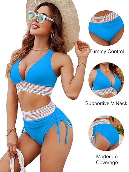 ⏰Last Day Promotion 60% OFF -⏳2025 High Waisted Tummy Control Color Block Bikini Sets